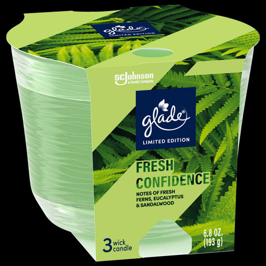Glade 3-Wick Candle Fresh Confidence Scent Green Wax 6.8 Oz 1 Count