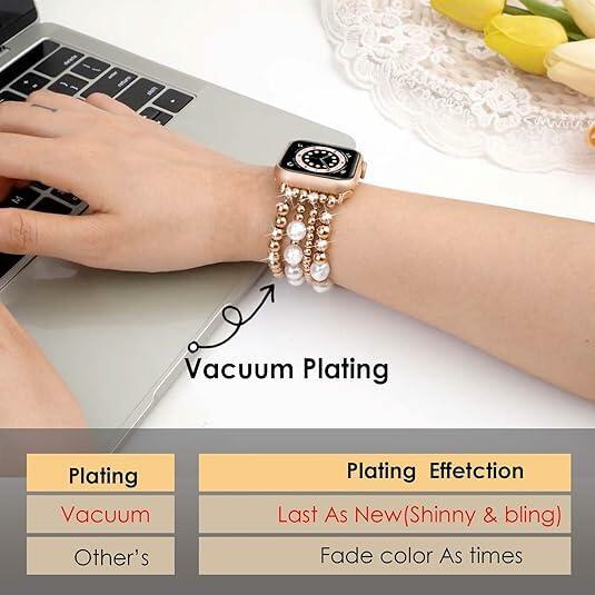 RDISOR Metal Beaded Bracelet for Apple Watch 42/44/45mm Steel Band