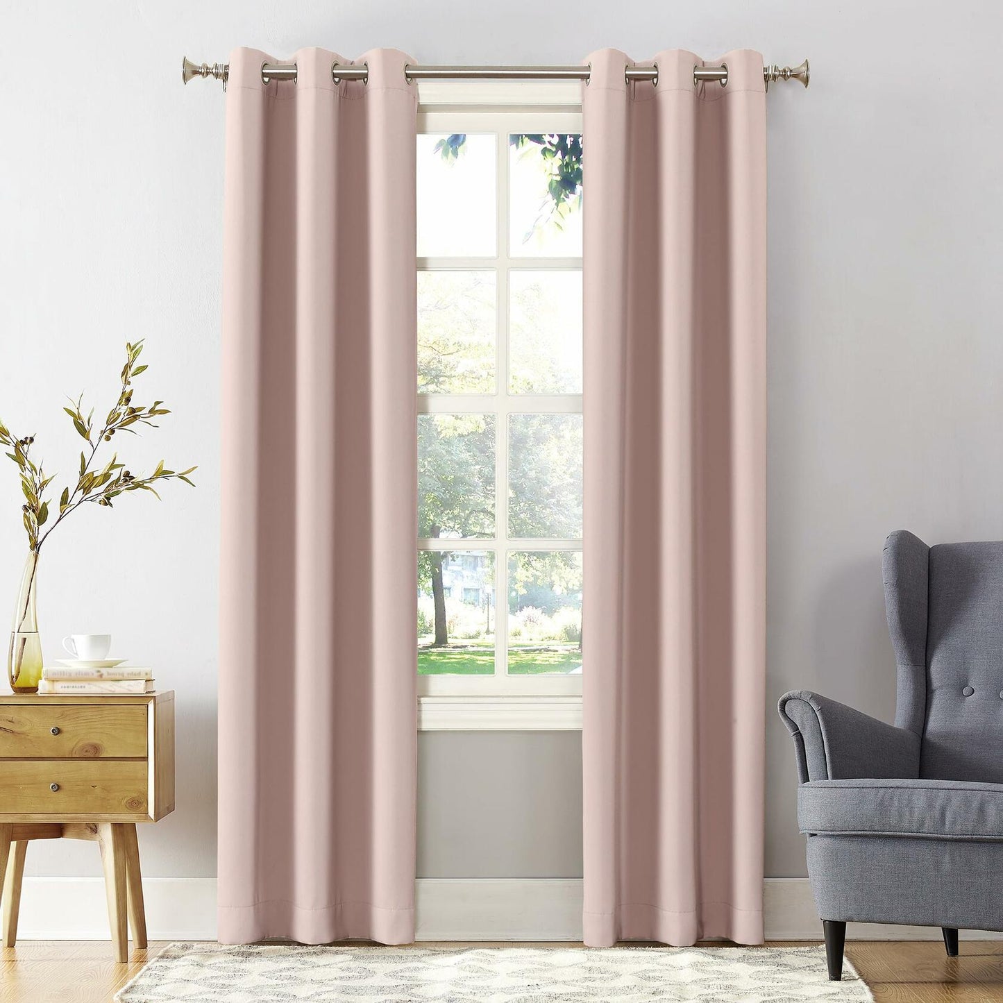 Sun Zero Easton Energy Saving Blackout Grommet Curtain Panel 40x63 Blush Pink