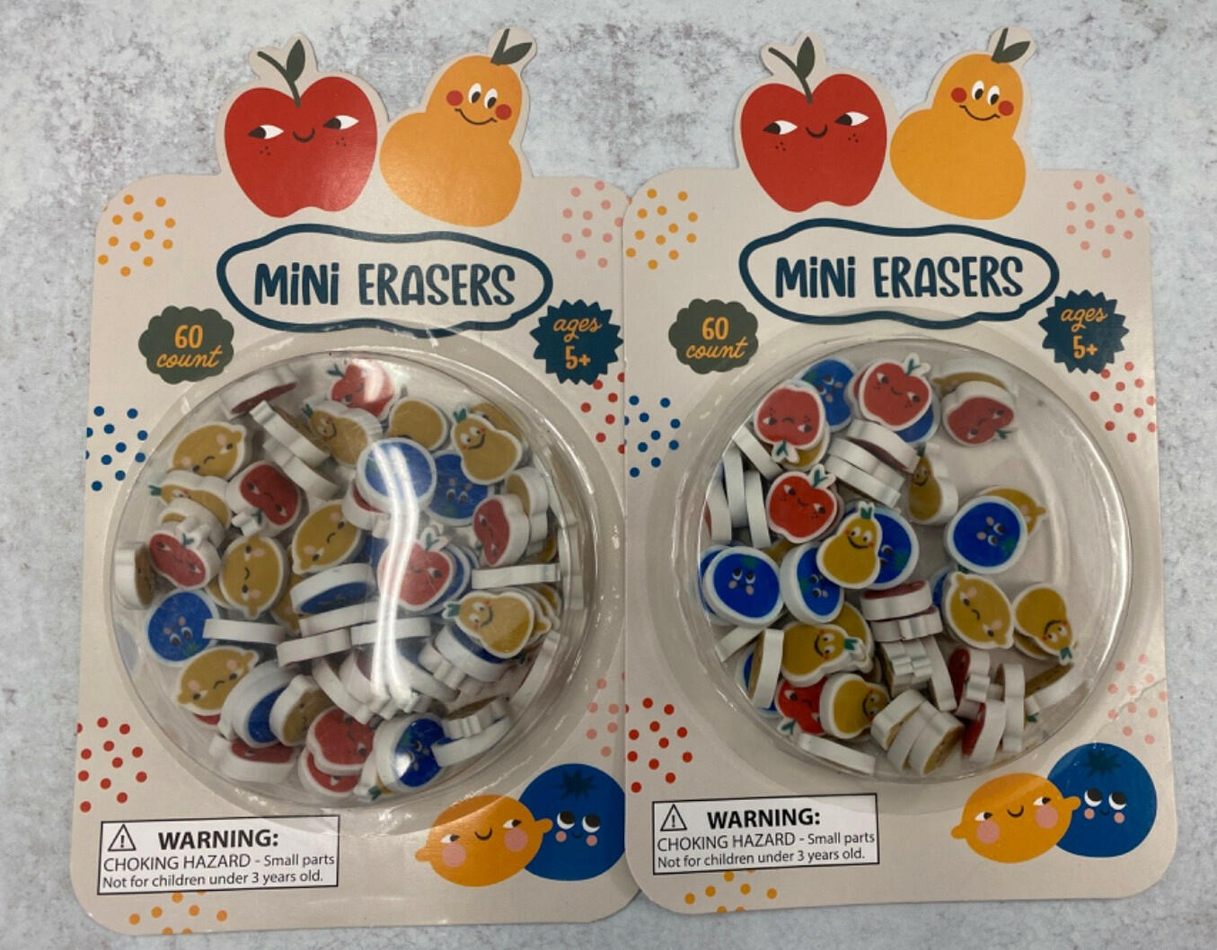 Made for Retail Fruit Mini Erasers Math Counters School Supply 120 Count