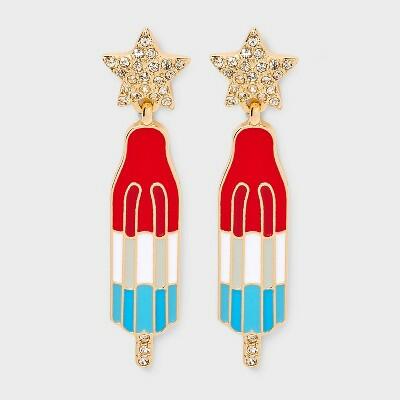 SUGARFIX by BaubleBar Freeze The Day Statement Earrings Gold Red Blue