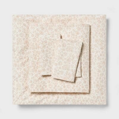 Room Essentials Microfiber Sheet Set Orange Dusk Ditsy Floral Full Size 4 Pc