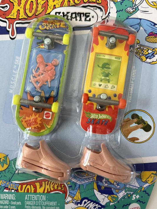 Hot Wheels Skate Miniature Finger Skateboard Set 2 Pack Red Yellow Green Blue