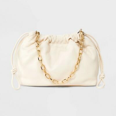 Universal Thread Drawstring Clutch Top Handle Bag Off-White 18" Strap