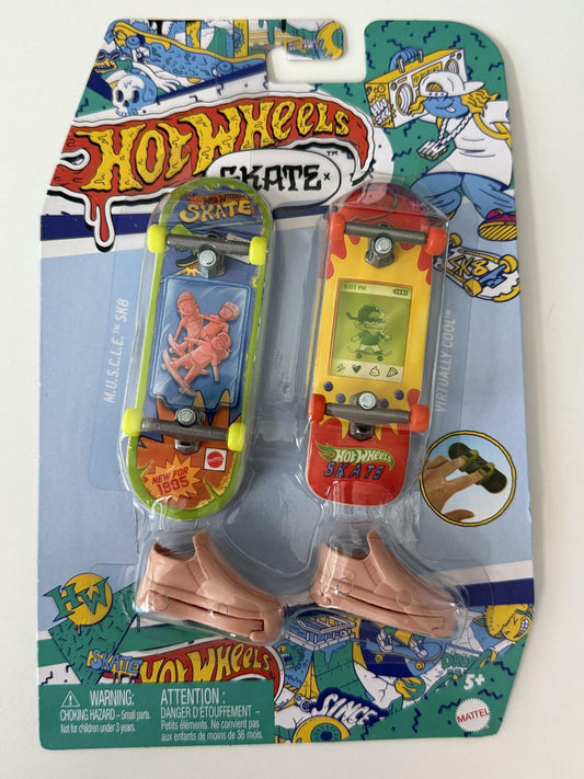 Hot Wheels Skate Miniature Finger Skateboard Set 2 Pack Red Yellow Green Blue