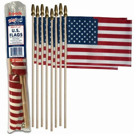 4x6 Stick Flags 8pc - Small Handheld American Flag Set