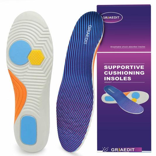 GRIAEDIT Orthotic Insoles Shock Absorbing Pain Relief for Shoes Size M12/W14