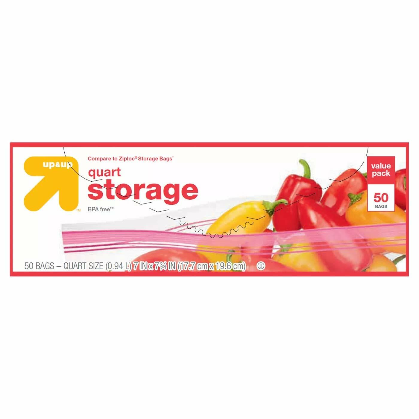 Up & Up Quart Storage Bags 7x7.4 Clear BPA-Free 50 Count