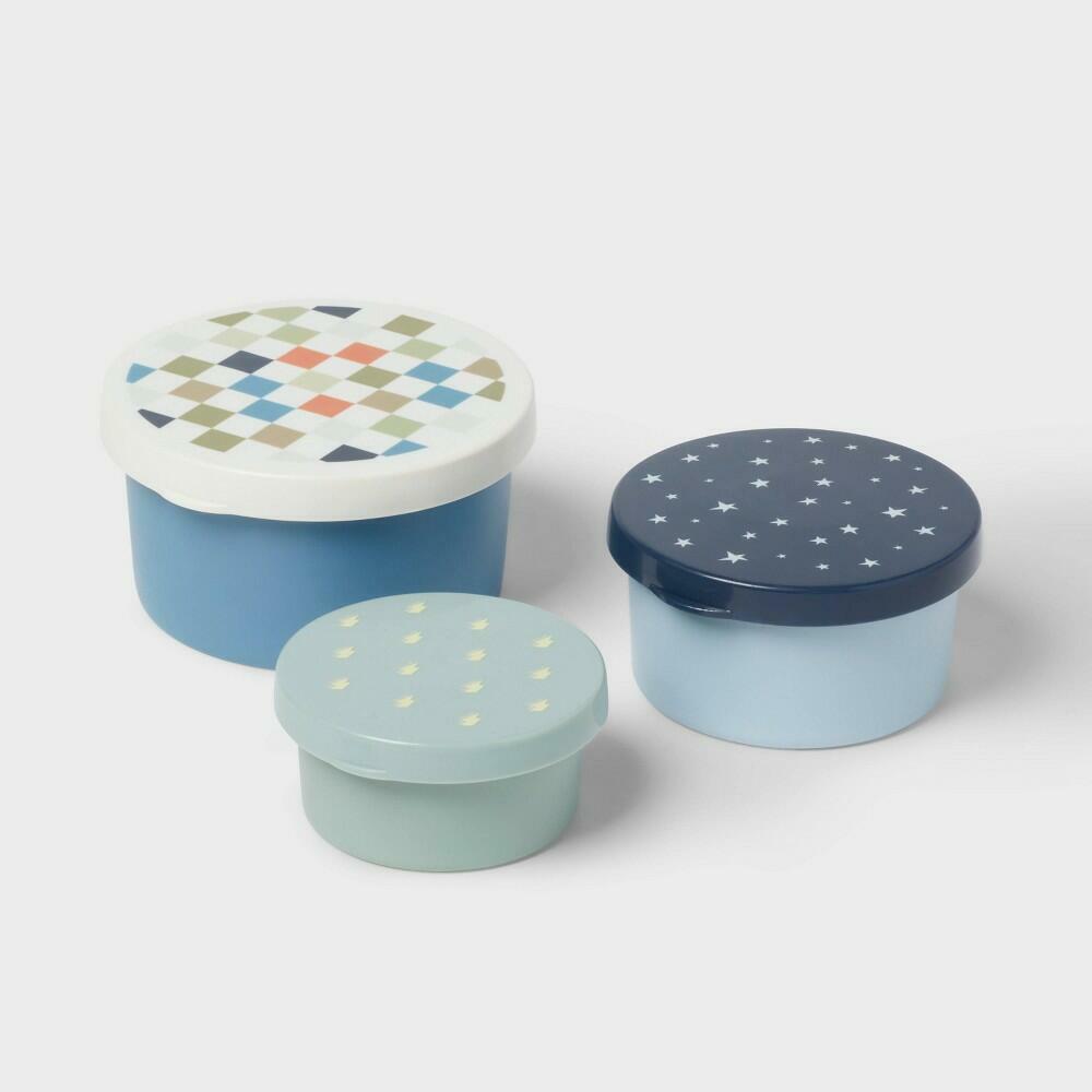 Pillowfort Kids 3pk Checkered Stainless Steel Snack Containers Portable