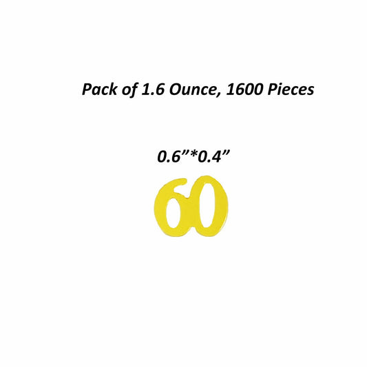 JNSAXMI 60 Confetti Number 60 Sequins 60th Anniversary Table Scatter Gold