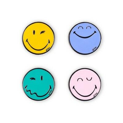 Yoobi SmileyWorld 4pk Enamel Pins Set Multicolor Smiley School Supplies