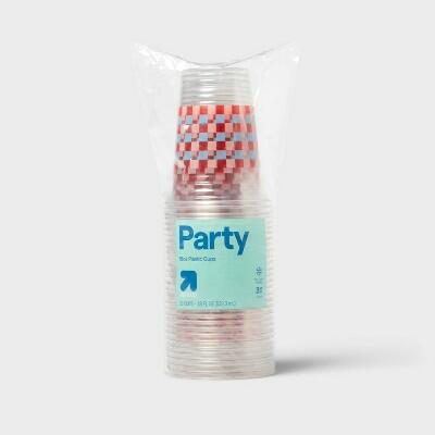 up&up Disposable Clear Cup 18oz Red Blue Checkered 30ct