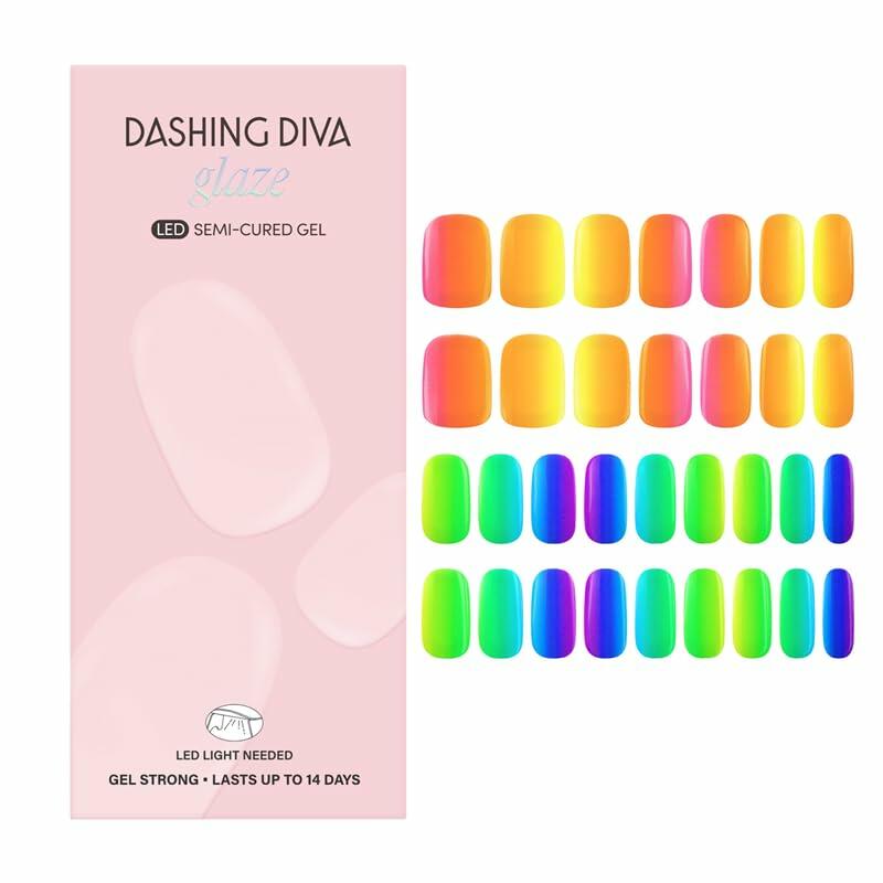 Dashing Diva Glaze Nail Strip Set Rainbow Pop 32 Strips 4-Piece Kit
