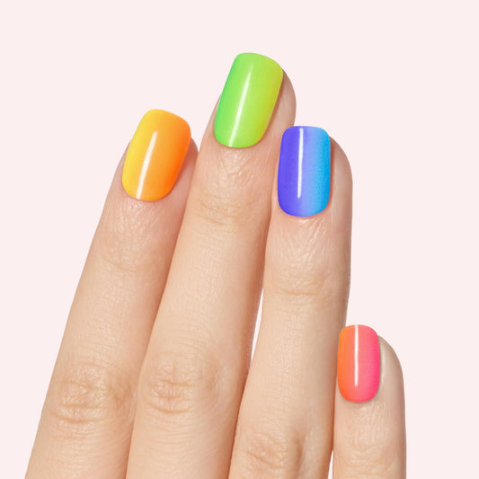 Dashing Diva Glaze Nail Strip Set Rainbow Pop 32 Strips 4-Piece Kit