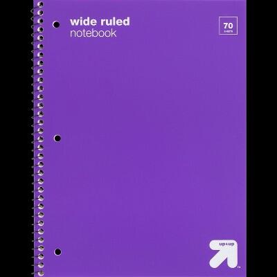 up&up Spiral Notebook 1Subject Wide Ruled Purple Flexible Plastic Cover 70 Pages