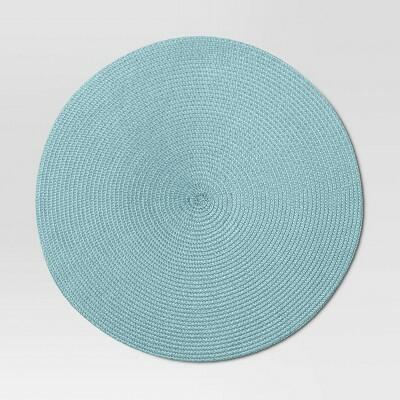 Threshold Polyround Charger Placemat Basket Weave Blue 15"