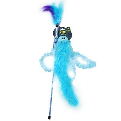 Quirky Kitty Jiggling Jellyfish Wand Cat Toy Blue