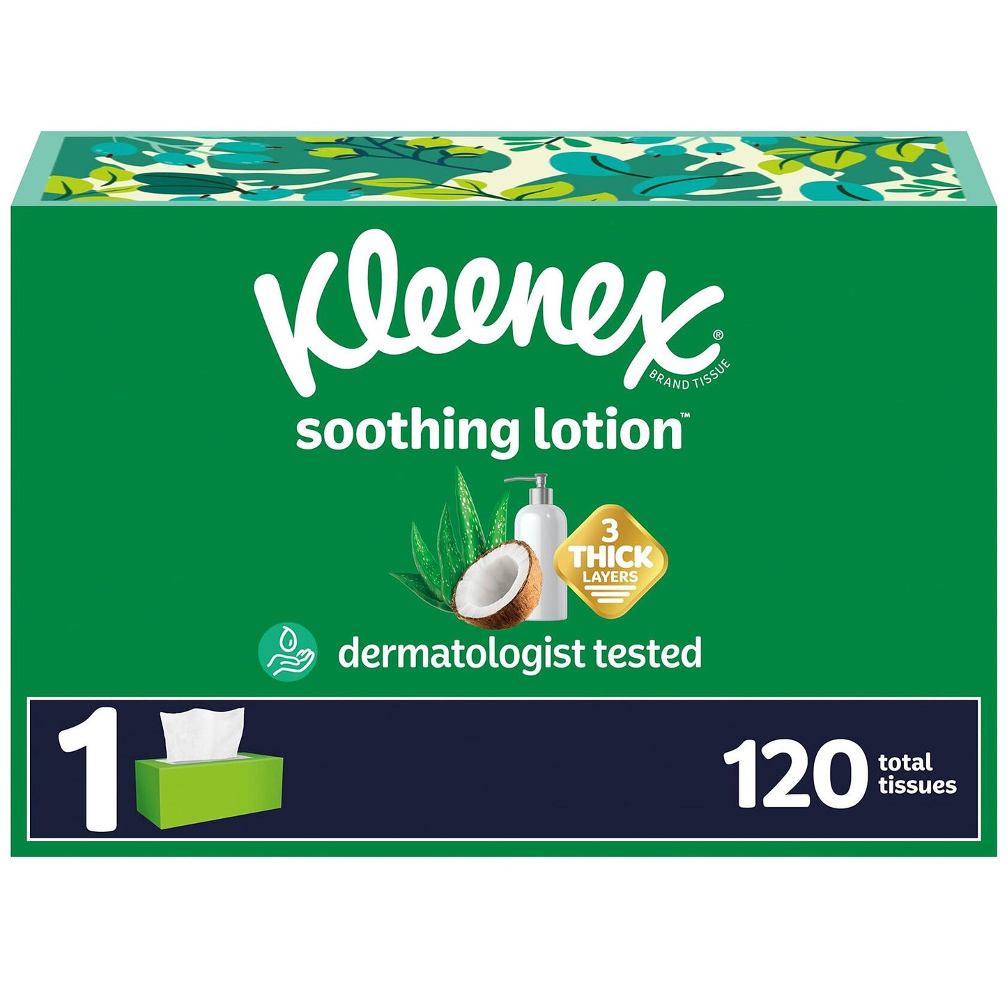 Kleenex Soothing Lotion Facial Tissues Coconut Oil Aloe Vitamin E 120ct 3-Ply
