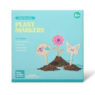 Mud Puddle Society Plant Markers Garden Art Kit Wood 12 Pack