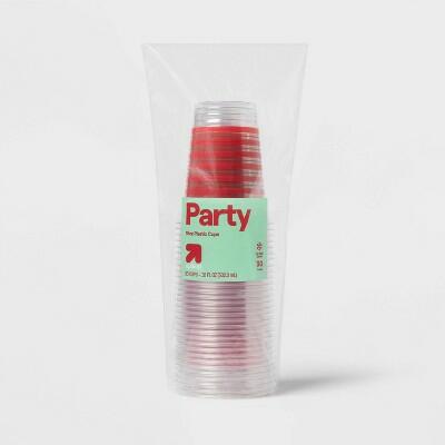 up&up Disposable Clear Stripe Cups 18oz 30ct Holiday Drinkware