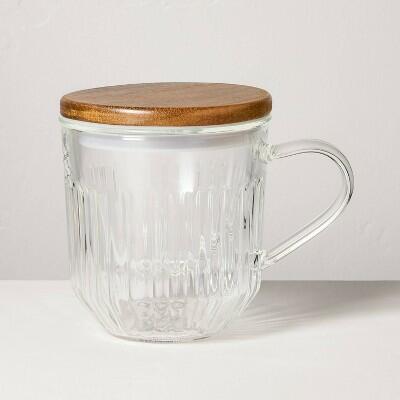 Hearth & Hand Glass Tea Infuser Mug 15oz Clear with Magnolia