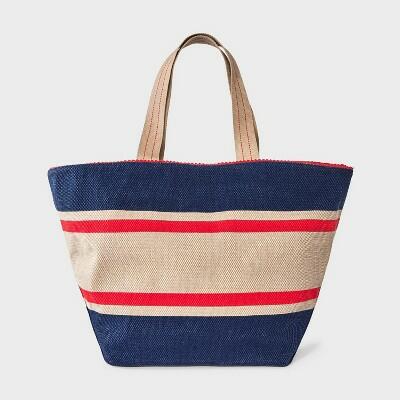 Woven Handbag Red Blue Brown Structured Bag