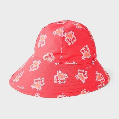 Cat & Jack Toddler Boys Reversible Crab Swim Hat UPF 50+ Pink Size 2T-5T