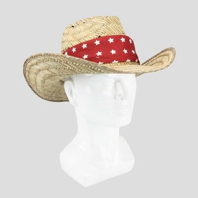 Wemco Men's Straw Cowboy Hat with Bandana Brown One Size
