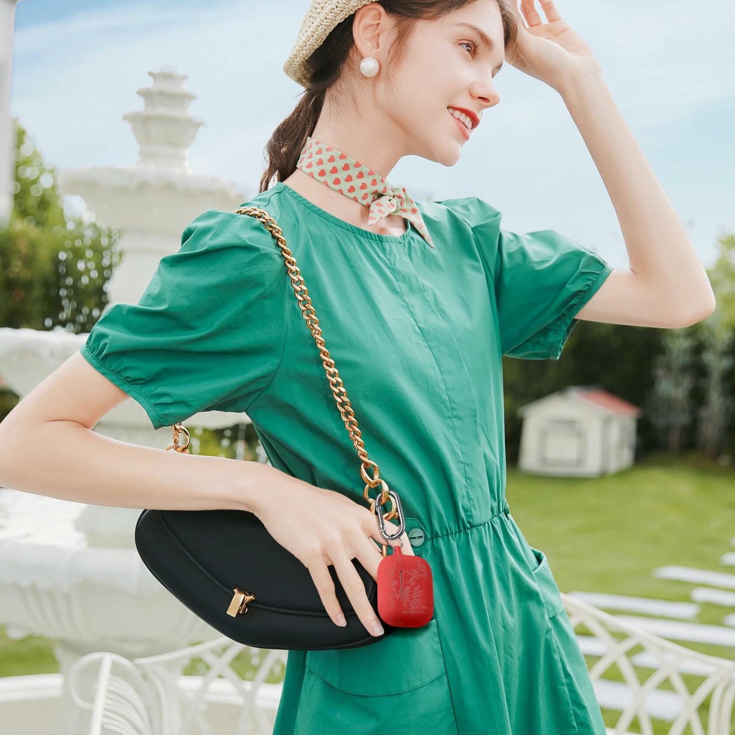 Odbeai AirPods Pro 2nd Gen Case Flower Engraved Soft Silicone Blue Cover