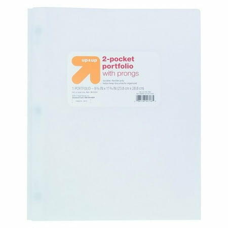 up&up 2 Pocket Plastic Folder White Durable Office School Supply