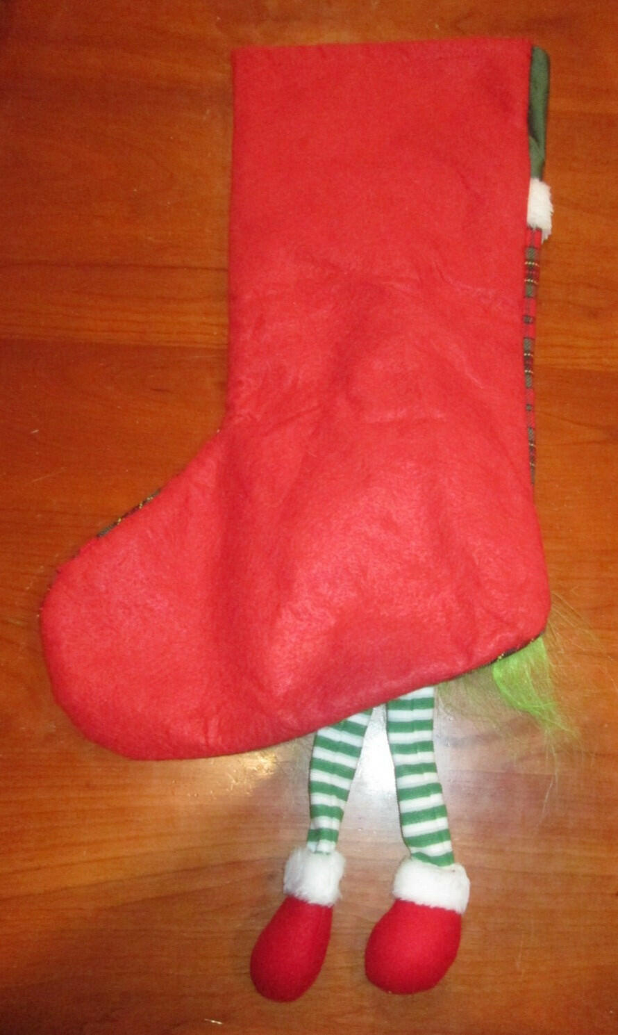 Unbranded Christmas Stocking Grinch Gnome Red Green Plaid 17 Inch