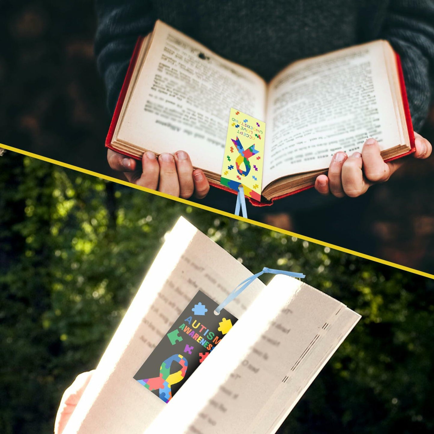 HUGAUTISM 180 Pcs Autism Awareness Calming Sensory Bookmarks Multicolor