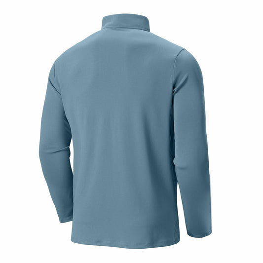 Corna Men's Quarter Zip Fleece Sweatshirt Stand Collar Blue Grey Size 3XL