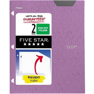 Five Star 2 Pocket Plastic Folder Purple Letter Size 8.5x11
