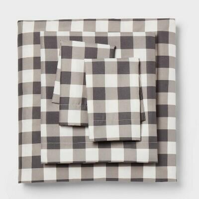 Room Essentials Twin/Twin XL Microfiber Sheet Set Gray Plaid Twin XL