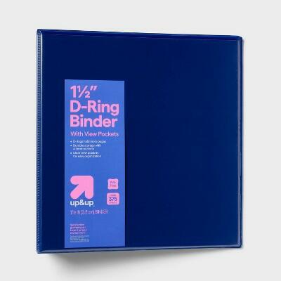 up & up 3-Ring Sturdy D-Ring Binder with View Pockets 1.5in Blue