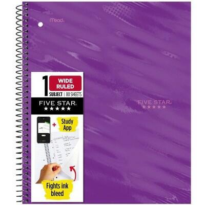 Five Star Active Subject Wide Ruled Notebook 80ct Purple