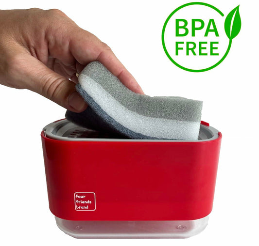 Four Friends 2-in-1 Dish Soap Dispenser with Sponge Holder Beige