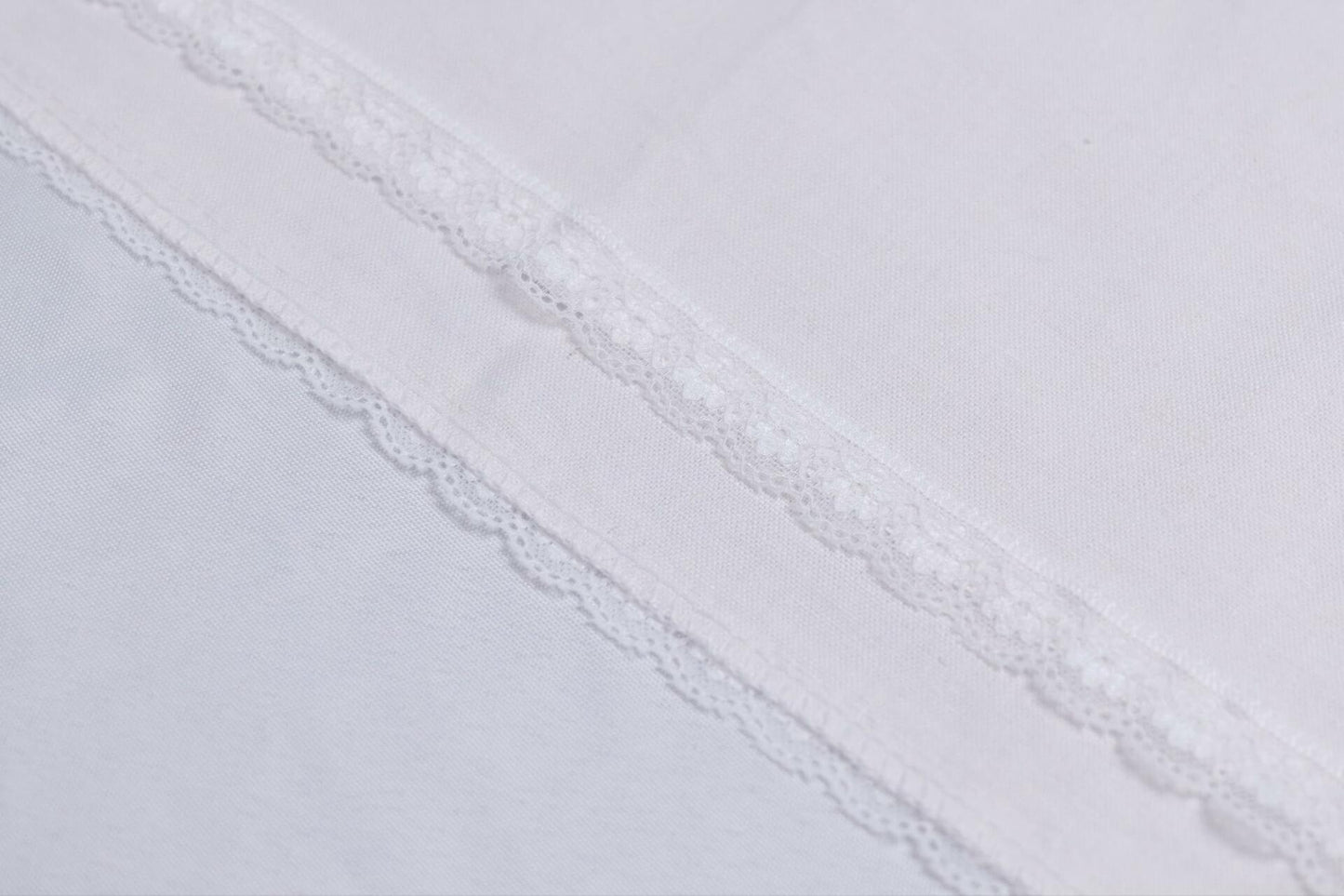 Cloth Dinner Napkins with Lace - Linen Rayon Cotton Blend -White