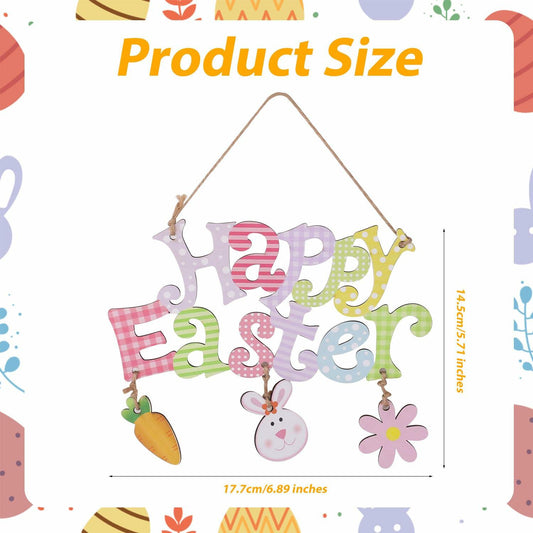 Easter Door Hanging Decor, Easter Wreaths for Front Door Cute Flower Bunny