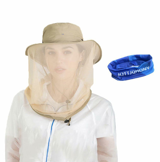 TOPOQ Women Safari Sunhat with Mosquito Net Boonie Hat Khaki Polyester