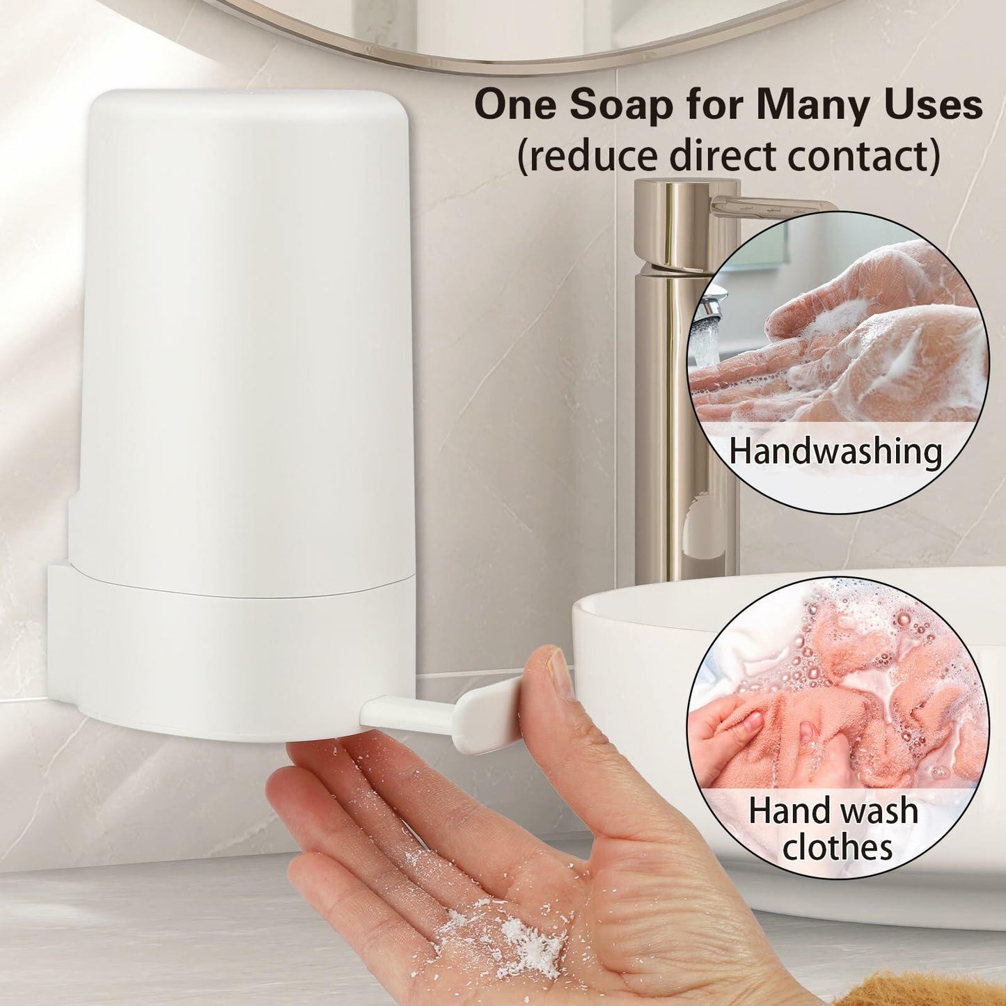 WSLFOKIDA Soap Dispenser with Built-in Blade Wall-Mountable Adjustable White