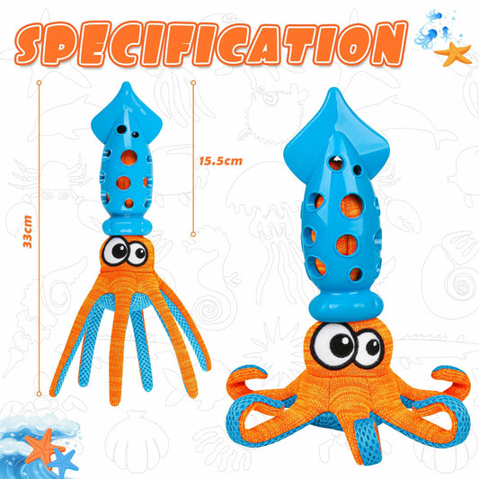 Qonline Squid Shaped Squeaky Dog Toy TPR Material Orange Interactive Play