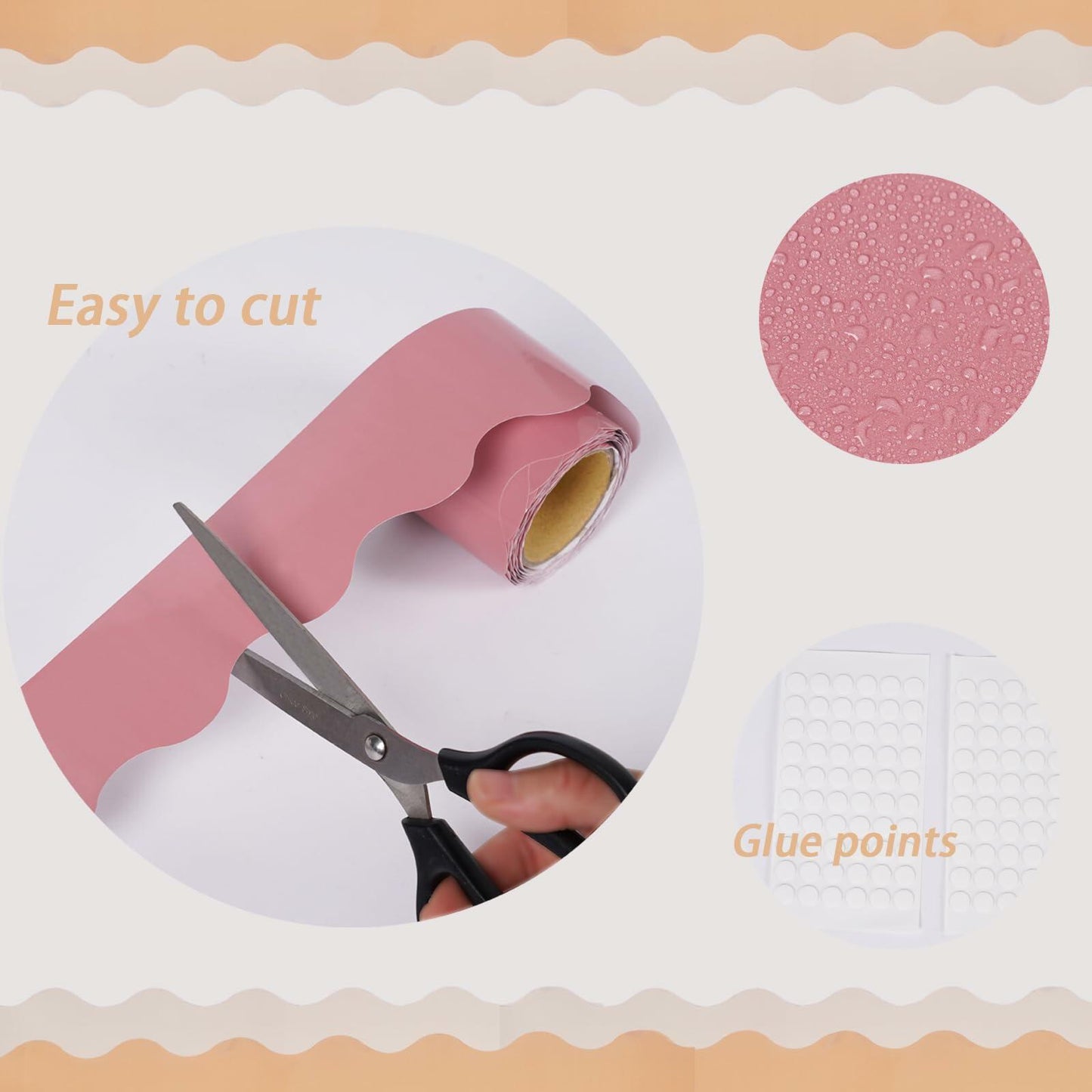 Afumazi 6 Rolls Colorful Bulletin Board Borders 196.8ft Scalloped Trim Grey