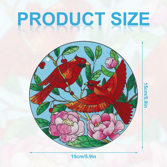 Gosknor Cardinal Light Catcher Acrylic Stained Glass Window Hanging 5.9x5.9in