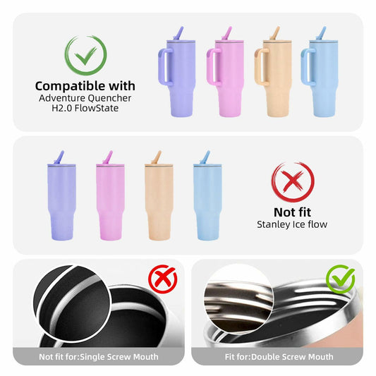 Tianhengyi 40 OZ Tumbler Lid Replacement for Stanley Quencher, 2 Pack Black
