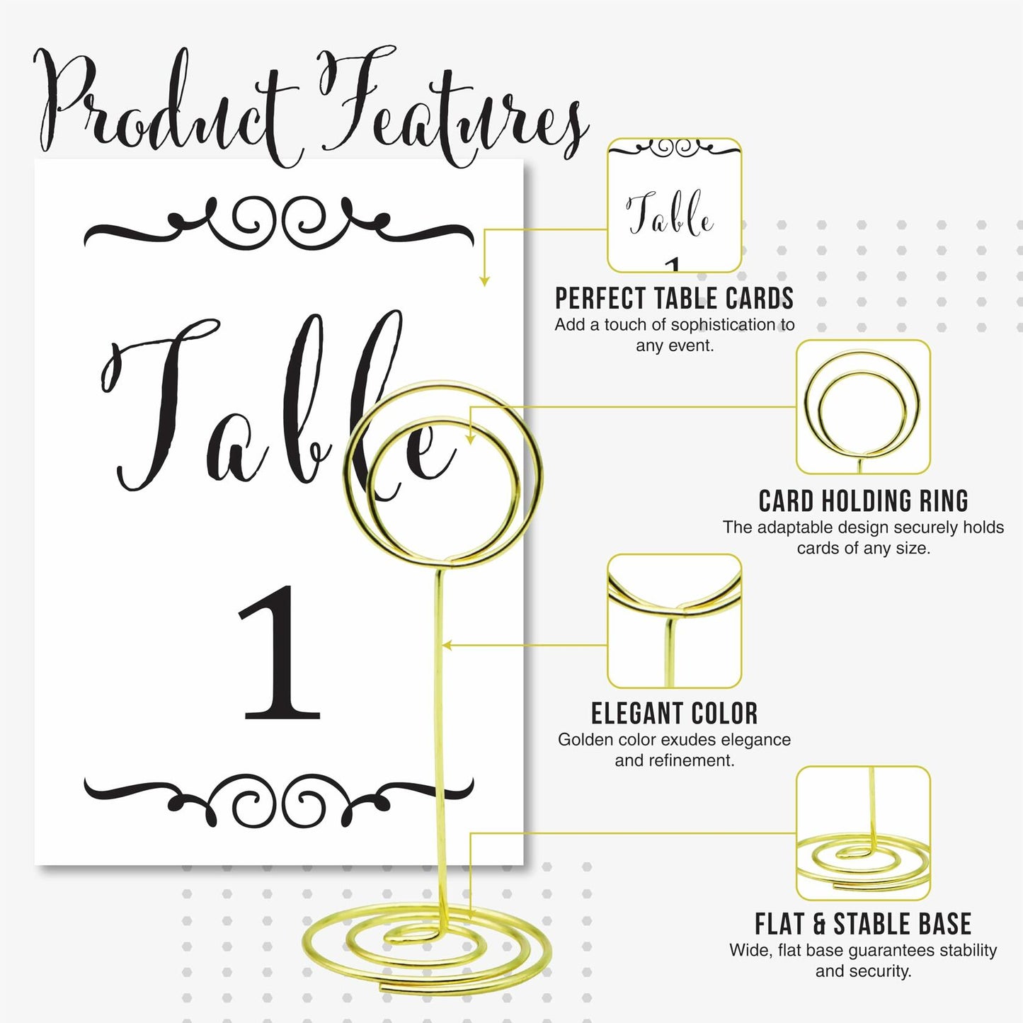 Generic Table Number Holders Metal 845mm Gold