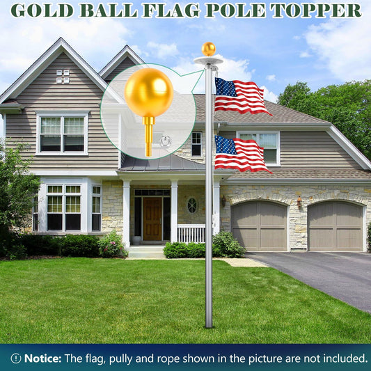 Aurolit Golden Ball Flagpole Topper 3.5" Ornament for 20-30 Ft Poles Gold