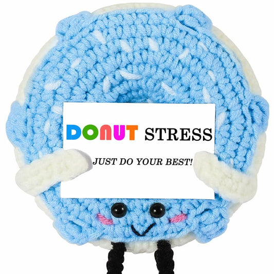 RQWZBCHX Handmade Crochet Donut Stress Toy Pink Cute Motivational Gift