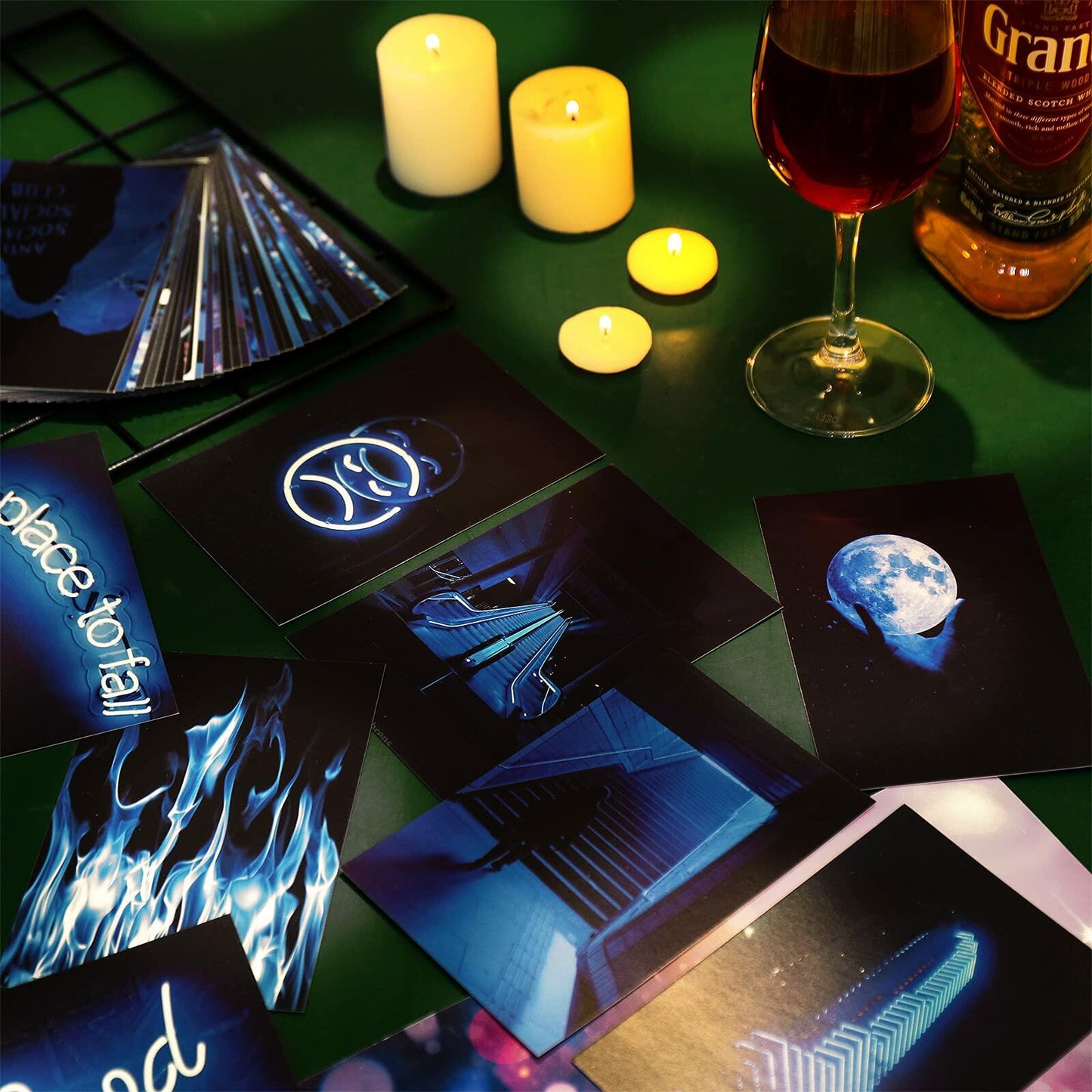 Ctosree 50 Pcs Blue Neon Wall Collage Kit 4x6 Inches Indie Room Decor